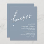 Budget Forever Love Dusty Blue Wedding Einladung (Vorne/Hinten)