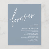 Budget Forever Love Dusty Blue Wedding Einladung (Vorderseite)