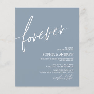 Budget Forever Love Dusty Blue Wedding Einladung