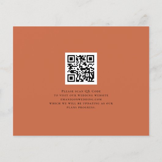 Budget Forever QR Code Terracotta Save the Date (Rückseite)