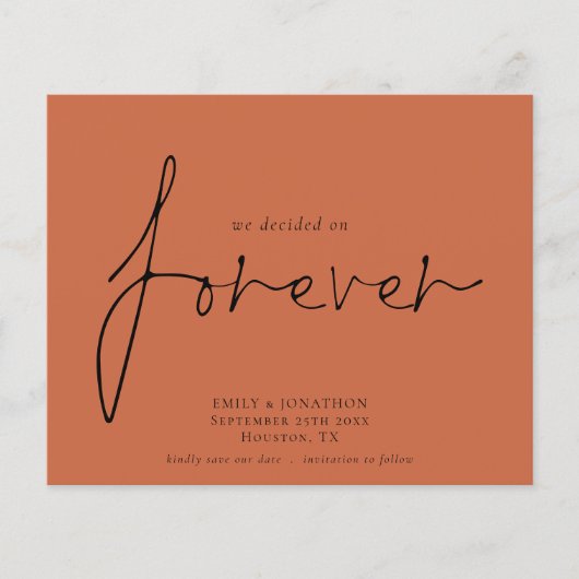 Budget Forever QR Code Terracotta Save the Date (Vorderseite)