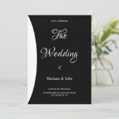 Budget Formal Simple Chic Schwarz-Weiß Hochzeit Einladung (Stehend Vorderseite)