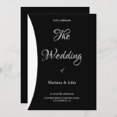 Budget Formal Simple Chic Schwarz-Weiß Hochzeit Einladung (Vorne/Hinten)