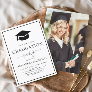 Budget Foto 2024 Graduation Party Schwarz-weiß Fly Flyer