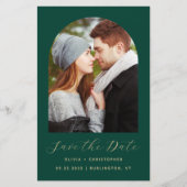 Budget Foto Arch Emerald Gold QR Save the Date (Vorderseite)