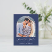 Budget Foto Arch Navy Blau Save the Date (Stehend Vorderseite)