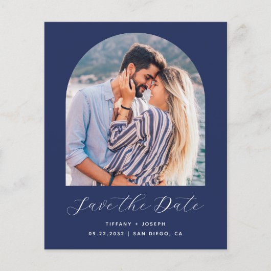 Budget Foto Arch Navy Blau Save the Date (Vorderseite)
