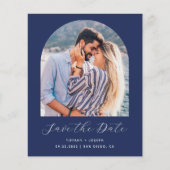 Budget Foto Arch Navy Blue QR-Code Save the Date (Vorderseite)