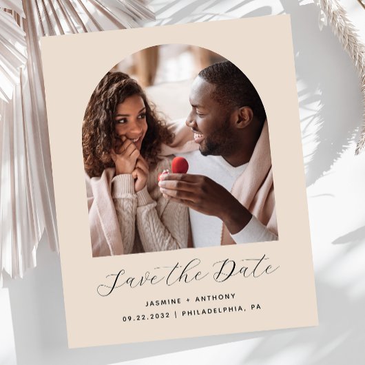 Budget Foto Arch Script Beige Save the Date