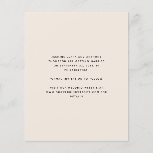 Budget Foto Arch Script Beige Save the Date (Rückseite)