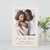Budget Foto Beige Save the Date (Stehend Vorderseite)