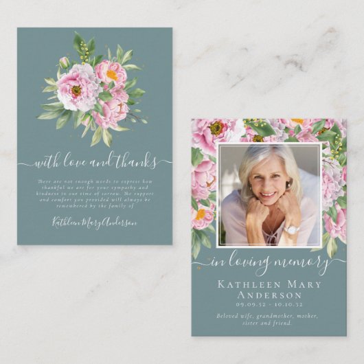 Budget Foto Beileid Blumenbeerdigung Danke nicht Mitteilungskarte (Vorne/Hinten)