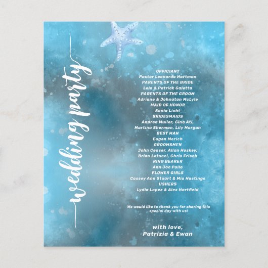 Budget Foto Blue Sea Summer Wedding Programm (Rückseite)