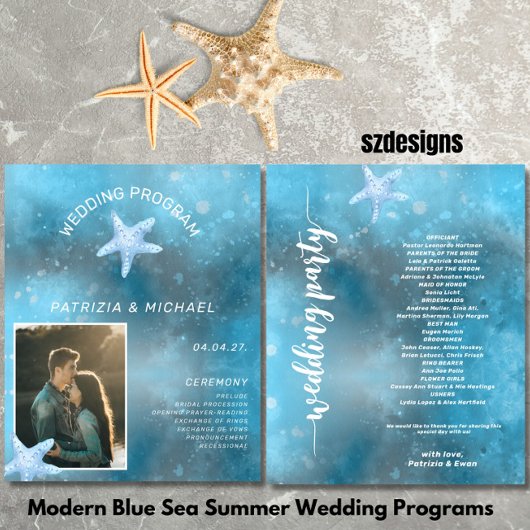 Budget Foto Blue Sea Summer Wedding Programm