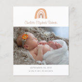 Budget Foto Boho Rainbow Birit Announcement Card (Vorderseite)