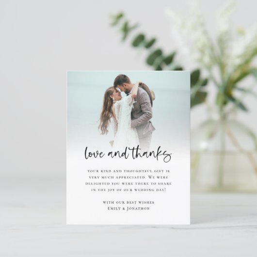 Budget Foto Bold Script Wedding Liebe Dank (Stehend Vorderseite)