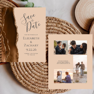 Budget-Foto Braun Gold Achat Beige Save-the-Date-K