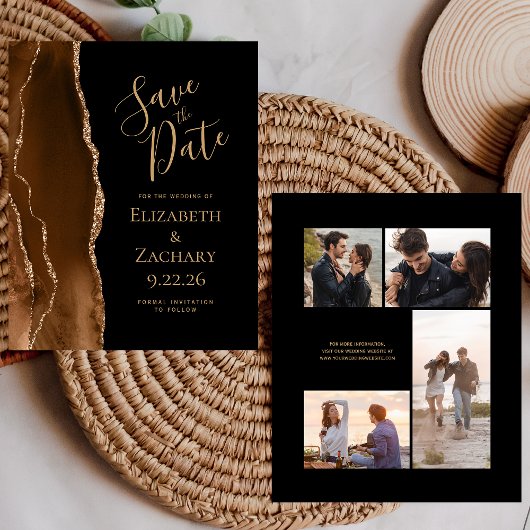 Budget Foto Brown Gold Agate Black Save the Date
