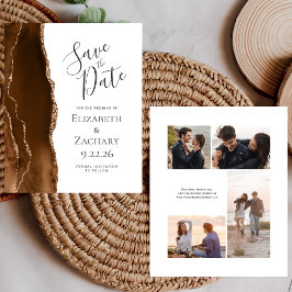 Budget Foto Brown Gold Agate Save the Date