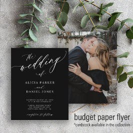 Budget Foto chic Drehbuch Schwarze Hochzeit Einlad Flyer