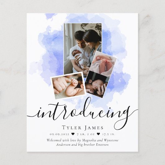 BUDGET Foto Collage Birth Ankündigung (Vorderseite)