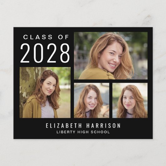 Budget Foto Collage Black Abschluss Ankündigung (Vorderseite)