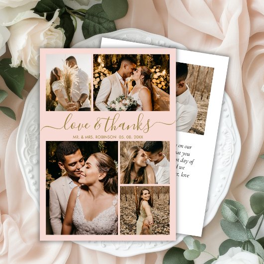 Budget Foto Collage Blush Wedding Danke Flyer