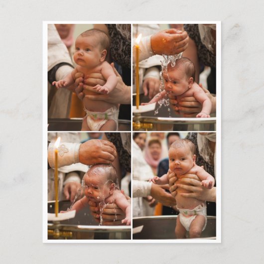 Budget Foto Collage Cross Gold Script Taufe (Rückseite)