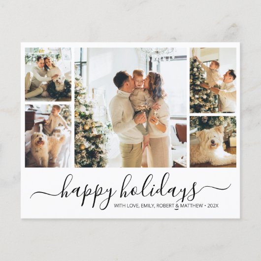 Budget Foto Collage Eleganter Happy Holidays Flyer (Vorne)