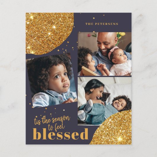 Budget Foto Collage Familie Weihnachtskarte (Vorderseite)