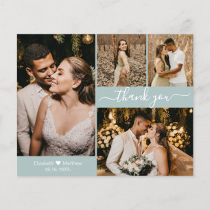 Budget Foto Collage Mint Wedding Danke, Script Flyer