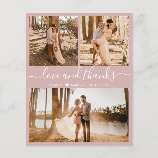 Budget Foto Collage Pink Hochzeit Danke Flyer (Vorne)