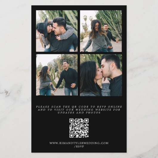 Budget Foto Collage QR Code Einladung Hochzeit (Rückseite)