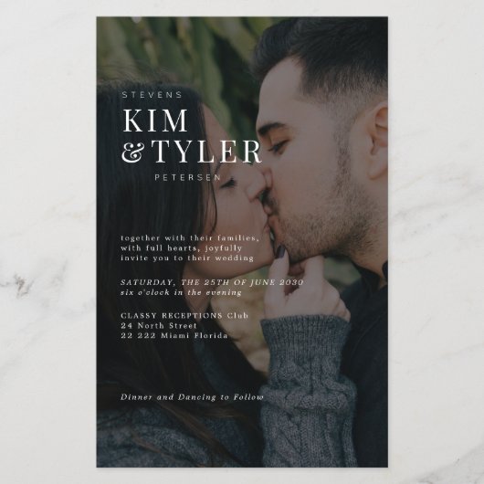 Budget Foto Collage QR Code Einladung Hochzeit (Vorderseite)