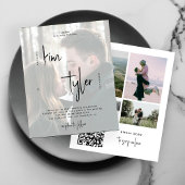 Budget Foto Collage QR CODE Hochzeit Einladung
