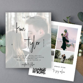 Budget Foto Collage QR CODE Hochzeit Einladung