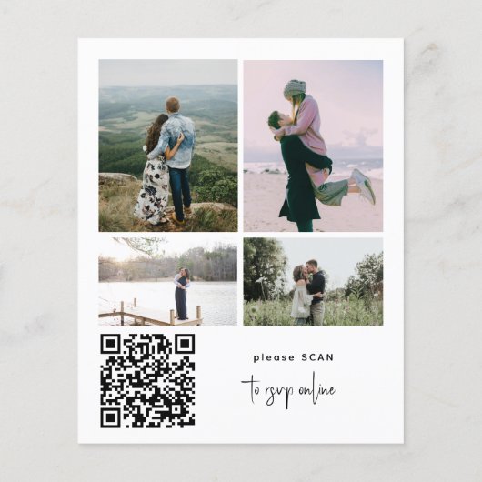 Budget Foto Collage QR CODE Hochzeit Einladung (Rückseite)