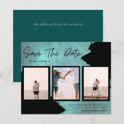 BUDGET Foto Collage Rett Datum Hochzeit Moderne (Vorne/Hinten)