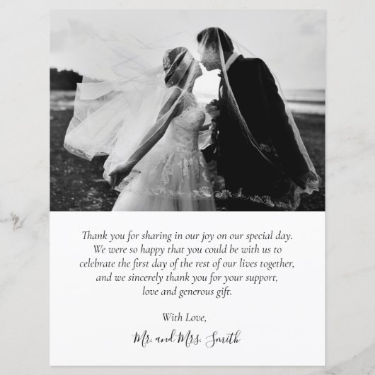 Budget Foto Collage Script Hochzeit Danke Karte (Rückseite)