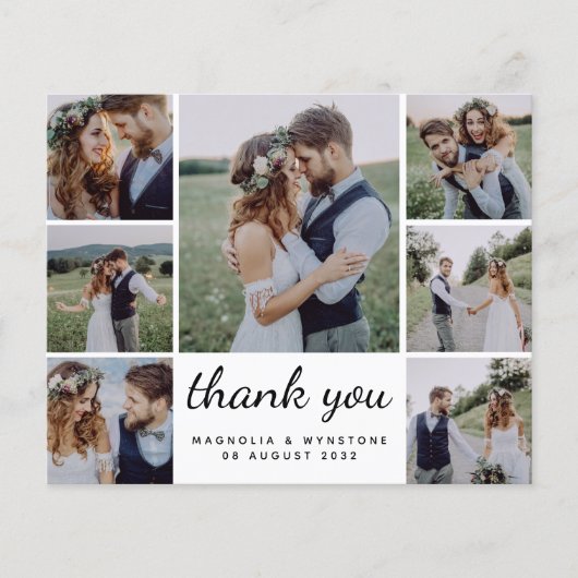 Budget Foto Collage Wedding Danke Karte (Vorderseite)