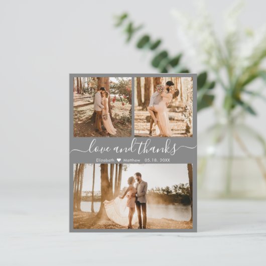 Budget Foto Collage Wedding Vielen Dank Script Car (Stehend Vorderseite)