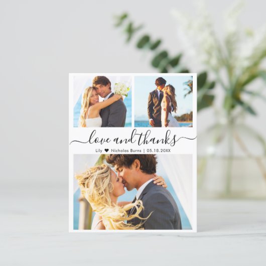 Budget Foto Collage Wedding Vielen Dank Script Car (Stehend Vorderseite)