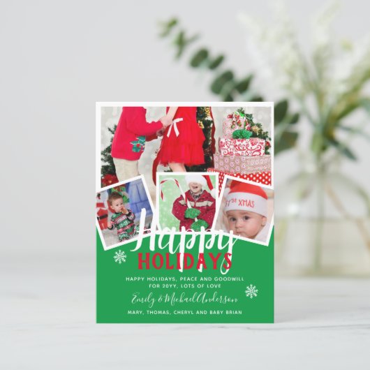 Budget Foto Collage Weihnachtskarten Jahresbericht (Stehend Vorderseite)