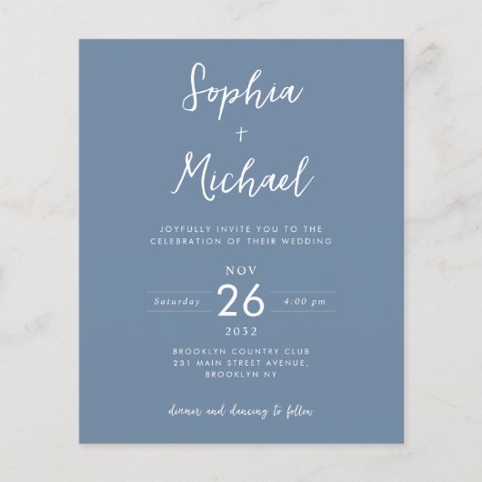 Budget Foto Details QR Website Dusty Blue Wedding (Vorderseite)