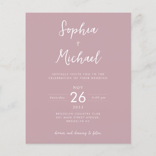 Budget Foto Details QR Website Dusty Rose Hochzeit (Vorderseite)