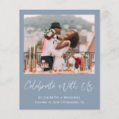 Budget Foto Dusty Blue Wedding Reception Einladung (Vorderseite)