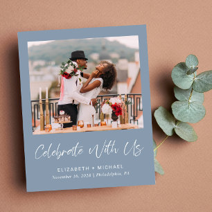 Budget Foto Dusty Blue Wedding Reception Einladung