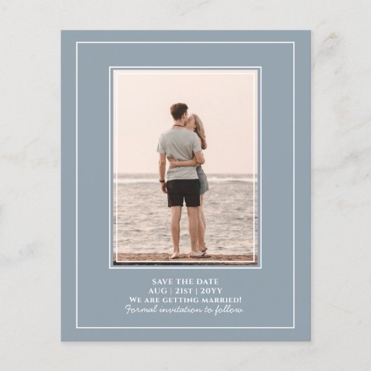 Budget Foto Dusty Blue Wedding rettet Termine Flyer (Vorne)