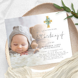 Budget Foto Eukalyptus Cross Christening Einladung