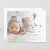 Budget Foto Eukalyptus Cross Taufen Einladung (Vorne/Hinten)